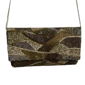 Elegant Gold and Brown Clutch with Reptile Texture